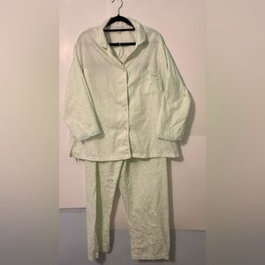 Miss Elaine Mint Pajama Set with Lace